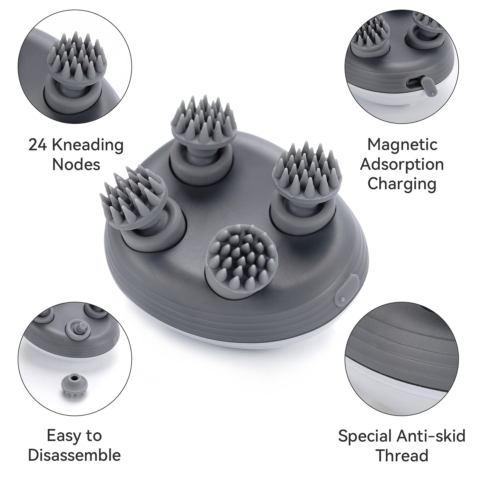 TCRAYCH Electric Scalp Massager with 4 Massage Heads, 96 Kneading